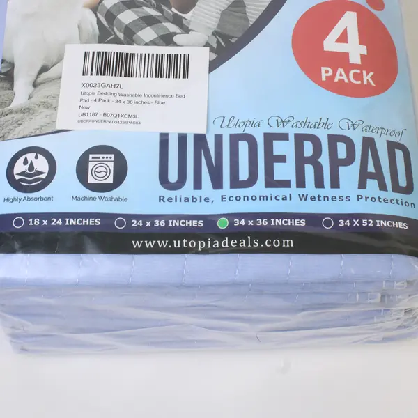 Set Of 4 Utopia Bedding Blue Washable Waterproof Incontinence Underpad 34" x 36"