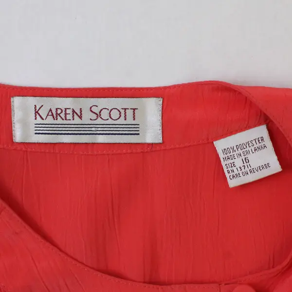 Vintage Karen Scott Women's 16 Salmon Pink Button Down Tunic Blouse