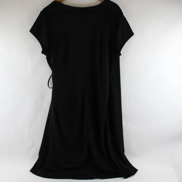 Lane Bryant Women's 18/20 Black Short Sleeve Wrap Tie Waist Midi Dress