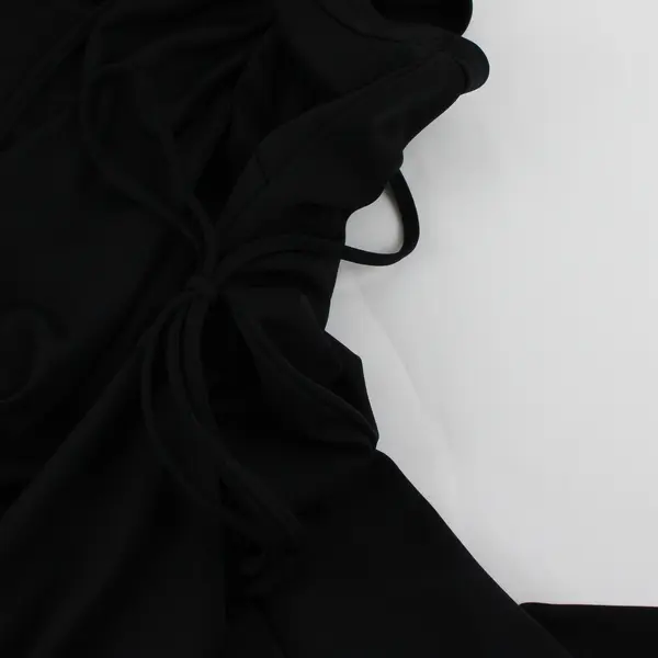 Lane Bryant Women's 18/20 Black Short Sleeve Wrap Tie Waist Midi Dress