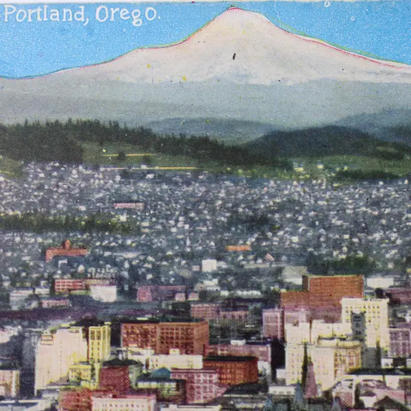Lot Of 2 Vintage Portland Oregon Mt Hood Birds Eye View Litho Postcards