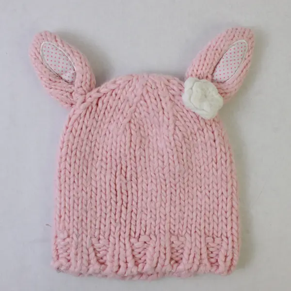Lot of 4 Baby Girl Newborn Knit Beanie Hats Bowknot Multicolor 100% Cotton