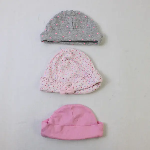 Lot of 4 Baby Girl Newborn Knit Beanie Hats Bowknot Multicolor 100% Cotton