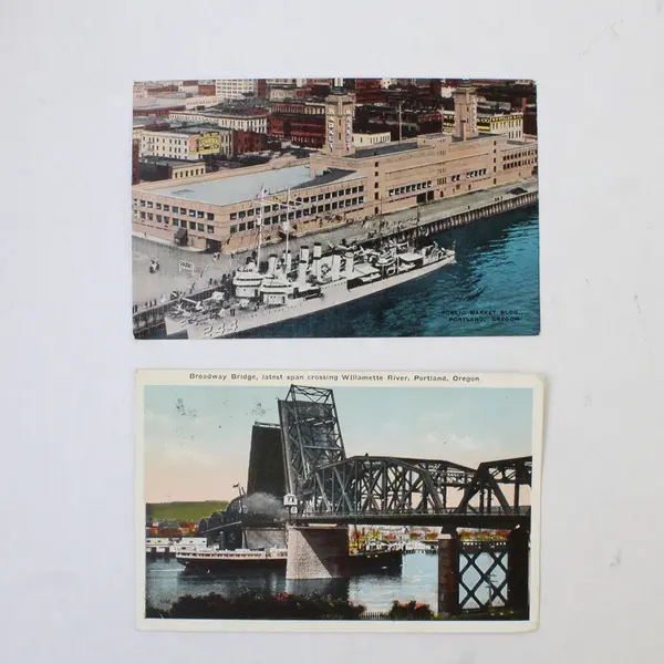 Lot Of 2 Vintage Portland Oregon Ship Postcards Willamette River
