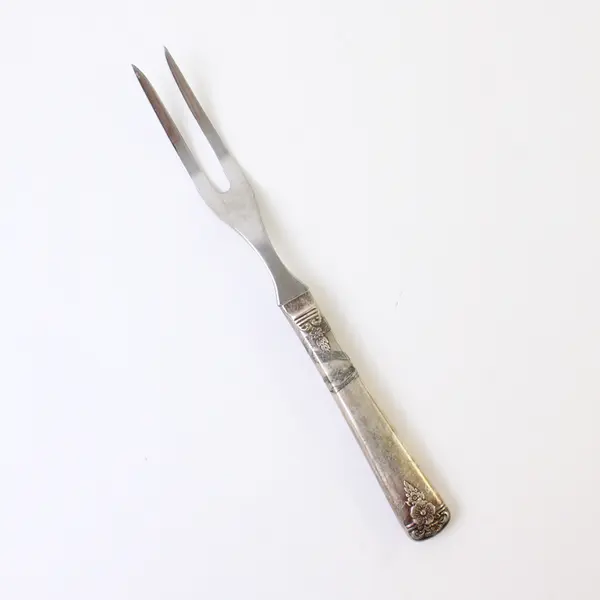 International Silver Spring Charm Silver Plate Steak Carving Fork SS Prongs 8.75