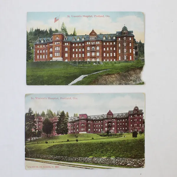 Lot Of 2 St Vincent's Hospital Portland Oregon Color Litho Postcards