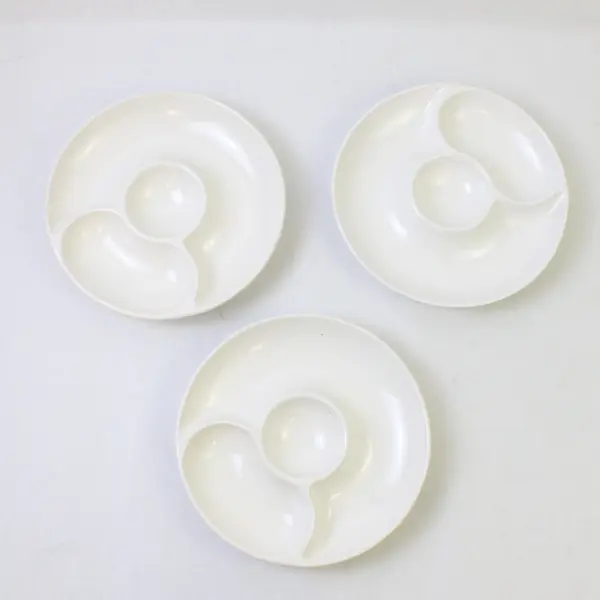 Set of 3 White Ceramic Artichoke Plates FLAWED