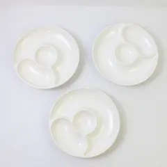 Set of 3 White Ceramic Artichoke Plates FLAWED