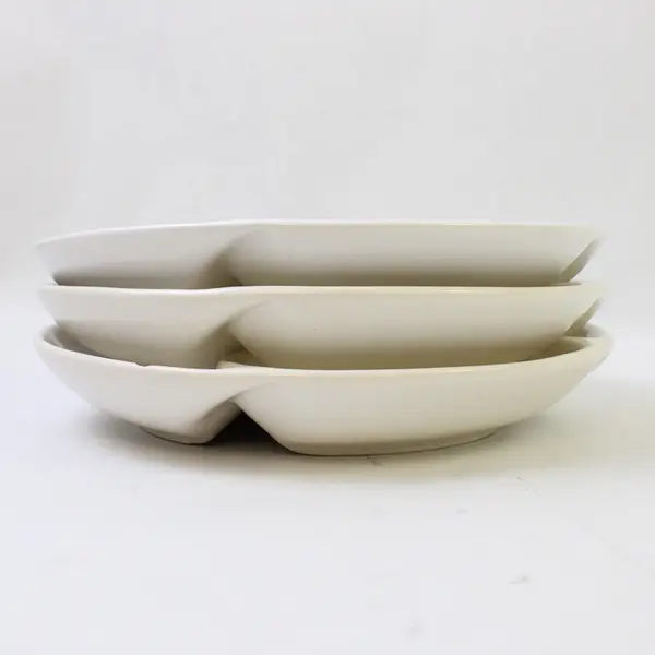 Set of 3 White Ceramic Artichoke Plates FLAWED