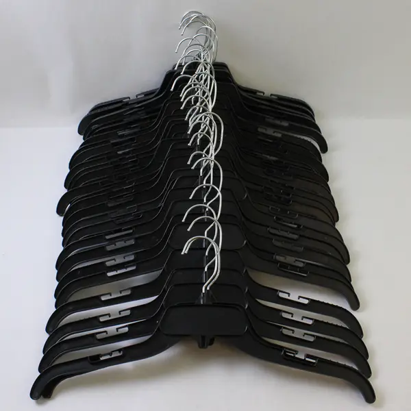 Black Plastic Retail Hangers Lot Of 30 Hook Double Notched Durable Heavy Duty