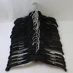 Black Plastic Retail Hangers Lot Of 30 Hook Double Notched Durable Heavy Duty