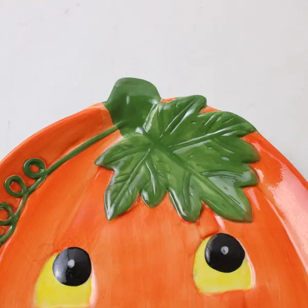 Handpainted Jack-O-Lantern Ceramic Plate 10" Seasonal Halloween Dishware