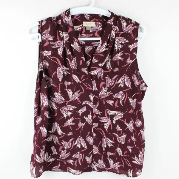 Loft Outlet Purple Floral Sleeveless Blouse Top Women's Size XL