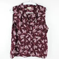 Loft Outlet Purple Floral Sleeveless Blouse Top Women's Size XL