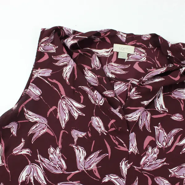 Loft Outlet Purple Floral Sleeveless Blouse Top Women's Size XL