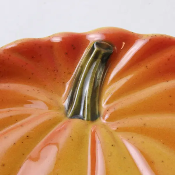 World Market Orange Ceramic Pumpkin Plate 9" Seasonal Dishware