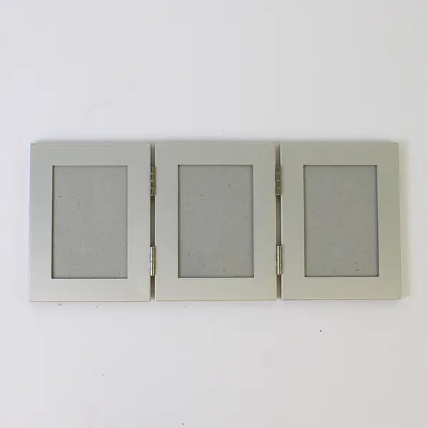 Metal Silver Photo Frames Triple Folded Hinged, Holds Three 3" x 2" Photos