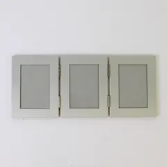 Metal Silver Photo Frames Triple Folded Hinged, Holds Three 3" x 2" Photos