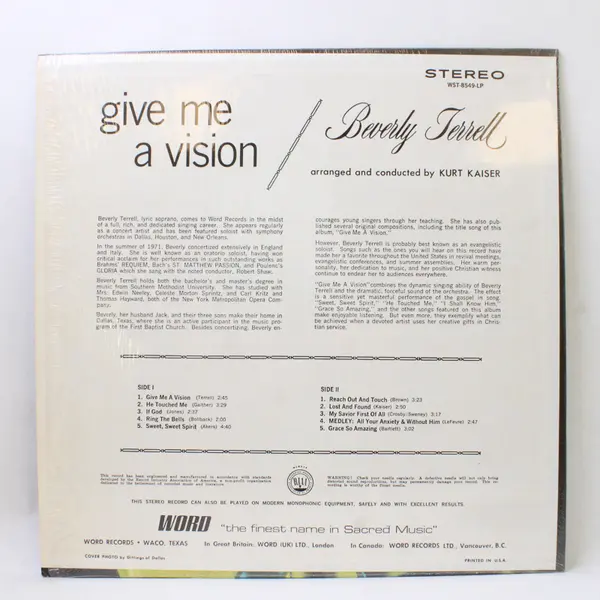 Beverly Terrell - Give Me A Vision- 12"  Vinyl Record