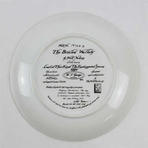 The Bridled Wallaby by Will Nelson 1990 Collector Plate 8.5"