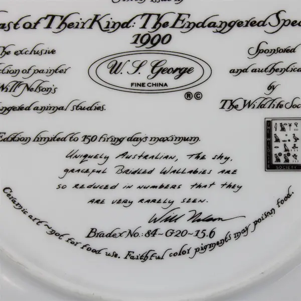 The Bridled Wallaby by Will Nelson 1990 Collector Plate 8.5"