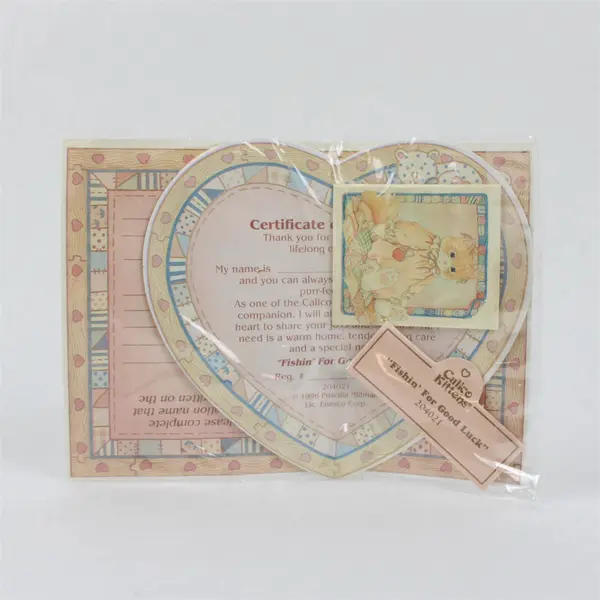 1996 Enesco Calico Kittens Fishin' For Good Luck Figurine #204021