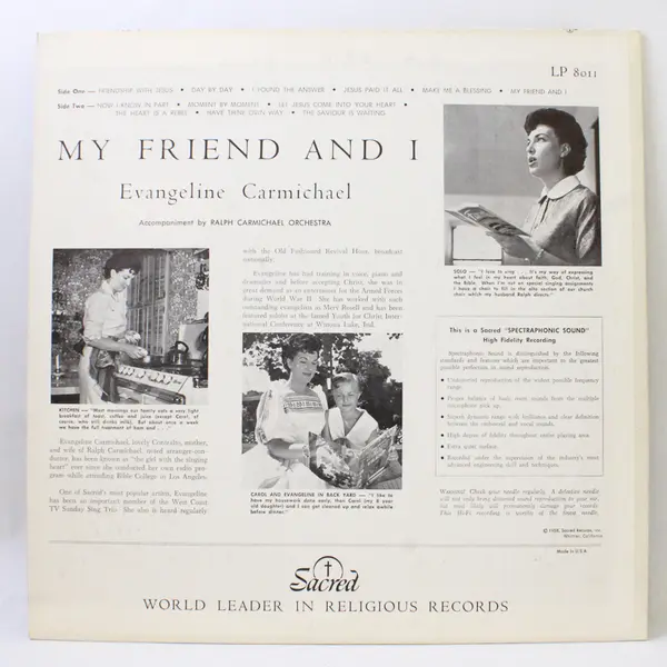 Evangeline Carmichael "My Friend and I" 12" Vinyl Record
