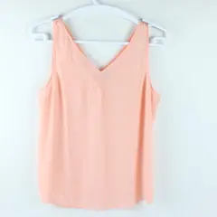 Madison Grey Brand Solid Pink Color Sheer Sleeveless Blouse Top Women's Size L