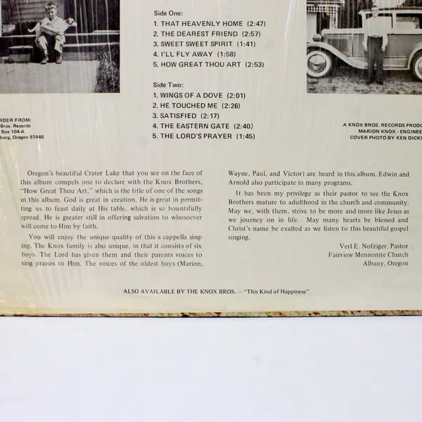 The Knox Brothers Sing A Cappella~12" Vinyl Record