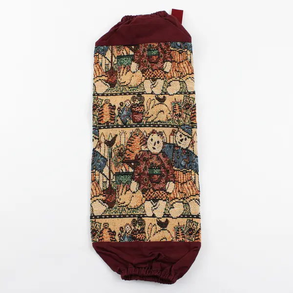 Lot of 2 Plastic Bag Holders/Dispensers, Tapestry Fabric