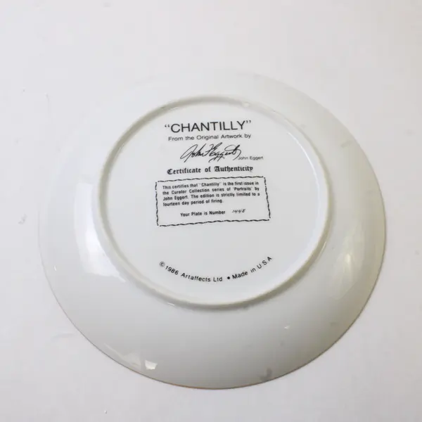 Curator Collection Chantilly by John Eggert 1986 Collector Plate 8.5"