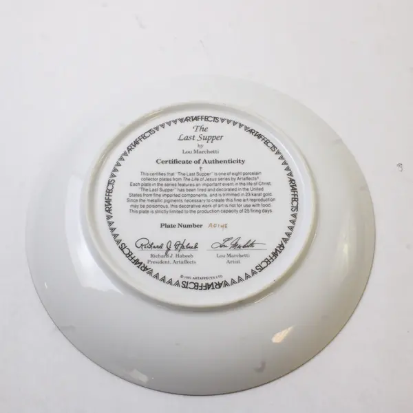 Artaffects The Last Supper by Lou Marchetti 1991 Collector Plate 8"