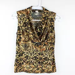 JKLA California Brown/Black Floral Sleeveless Blouse Top Women's Size XL