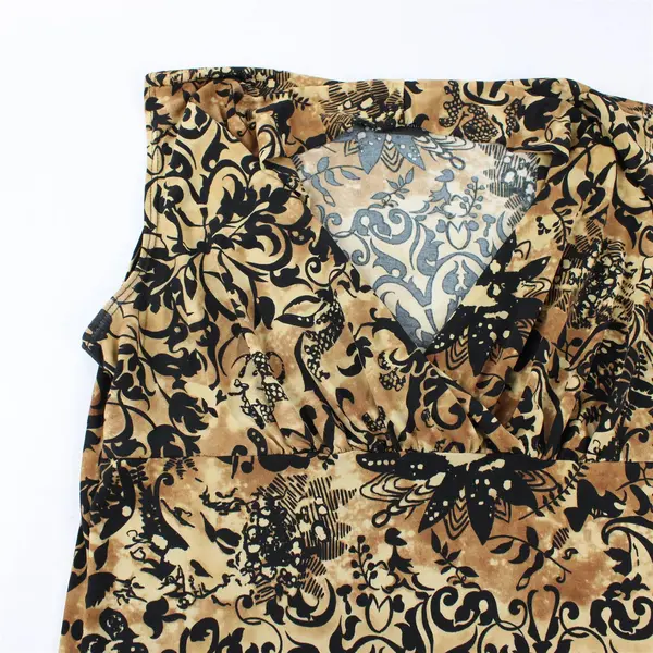 JKLA California Brown/Black Floral Sleeveless Blouse Top Women's Size XL