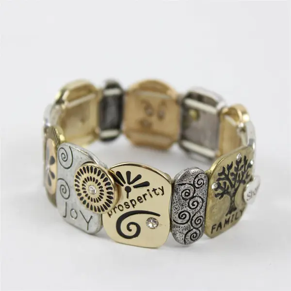 Silver & Gold 2-Tone Stretch Fashion Bracelet Inspirational
