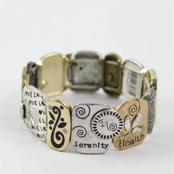 Silver & Gold 2-Tone Stretch Fashion Bracelet Inspirational