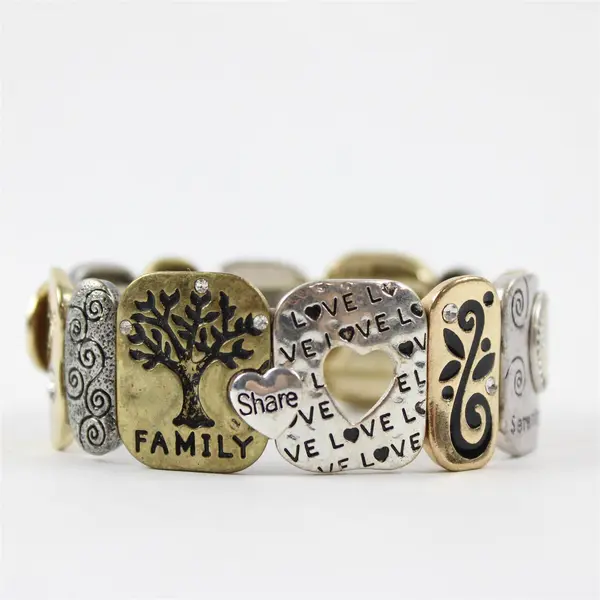 Silver & Gold 2-Tone Stretch Fashion Bracelet Inspirational