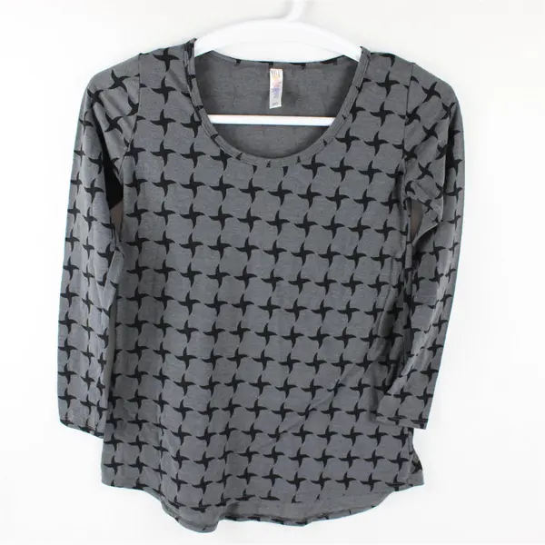 LuLaRoe Gray/Black Star Pattern Long Sleeve T-Shirt Women's Size XXS