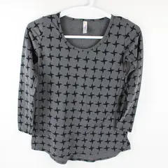 LuLaRoe Gray/Black Star Pattern Long Sleeve T-Shirt Women's Size XXS