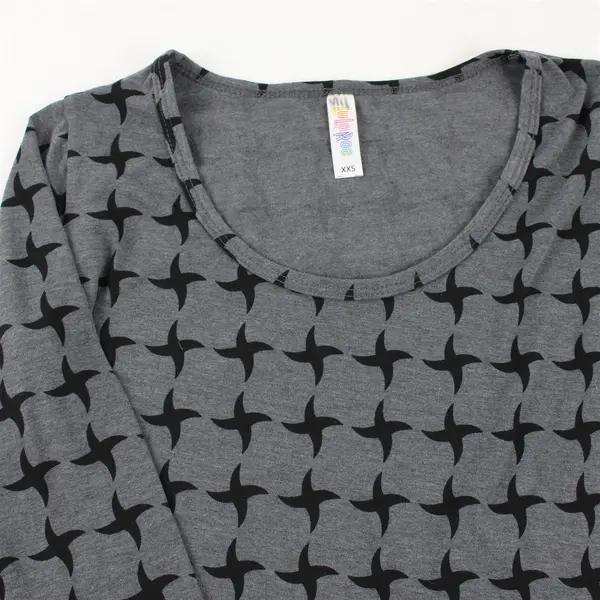 LuLaRoe Gray/Black Star Pattern Long Sleeve T-Shirt Women's Size XXS