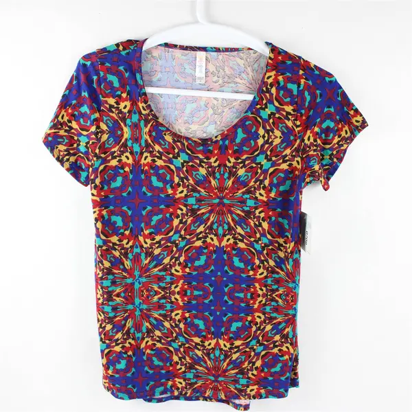 LuLaRoe Multicolor Psychedelic Abstract Pattern Short Sleeve T-Shirt Women's M