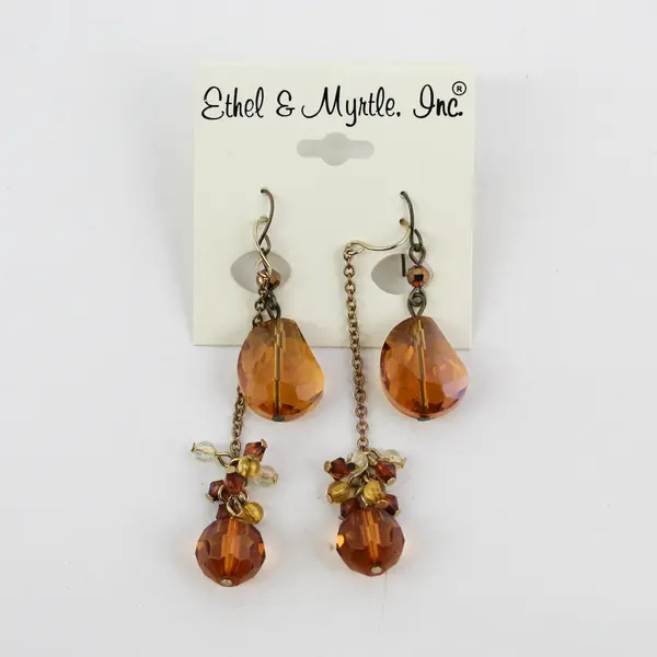 Pair of Amber-Colored Fashion Earrings Ethel & Myrtle #3140 TE38