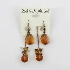 Pair of Amber-Colored Fashion Earrings Ethel & Myrtle #3140 TE38