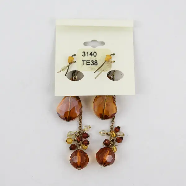 Pair of Amber-Colored Fashion Earrings Ethel & Myrtle #3140 TE38