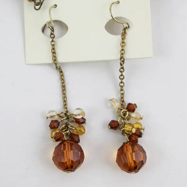 Pair of Amber-Colored Fashion Earrings Ethel & Myrtle #3140 TE38