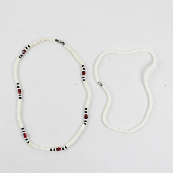 Lot of 2 Puka Shell Beaded Necklaces Barrel Clasps 17" and 21"