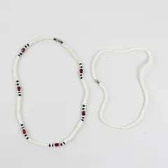 Lot of 2 Puka Shell Beaded Necklaces Barrel Clasps 17" and 21"