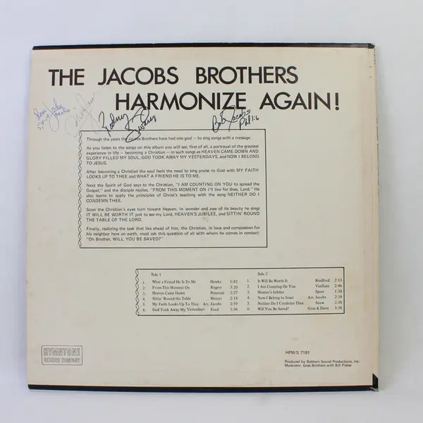 The Jacobs Brothers  Harmonize Again 12" Vinyl Record