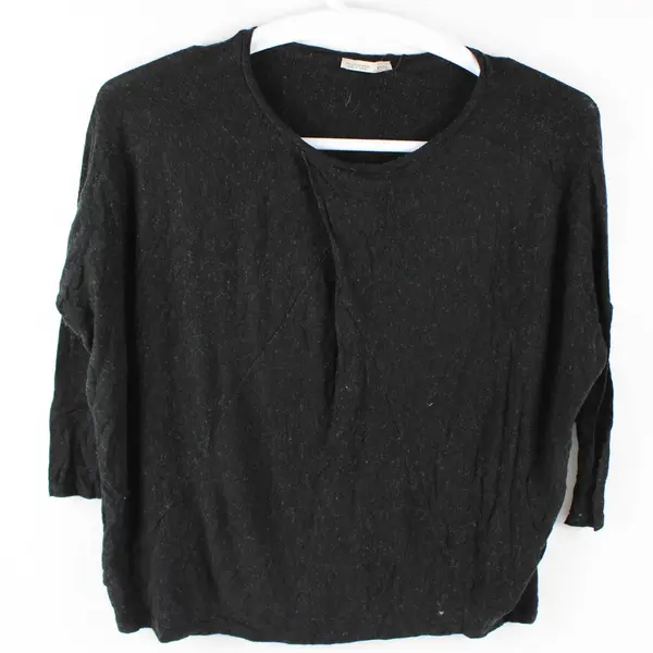 Zara Solid Black Color Long Sleeve T-Shirt Top Women's Size S
