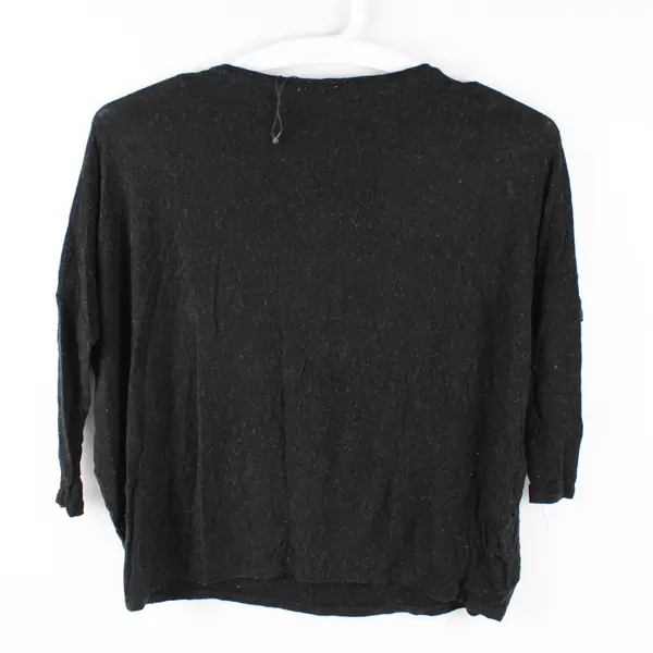 Zara Solid Black Color Long Sleeve T-Shirt Top Women's Size S